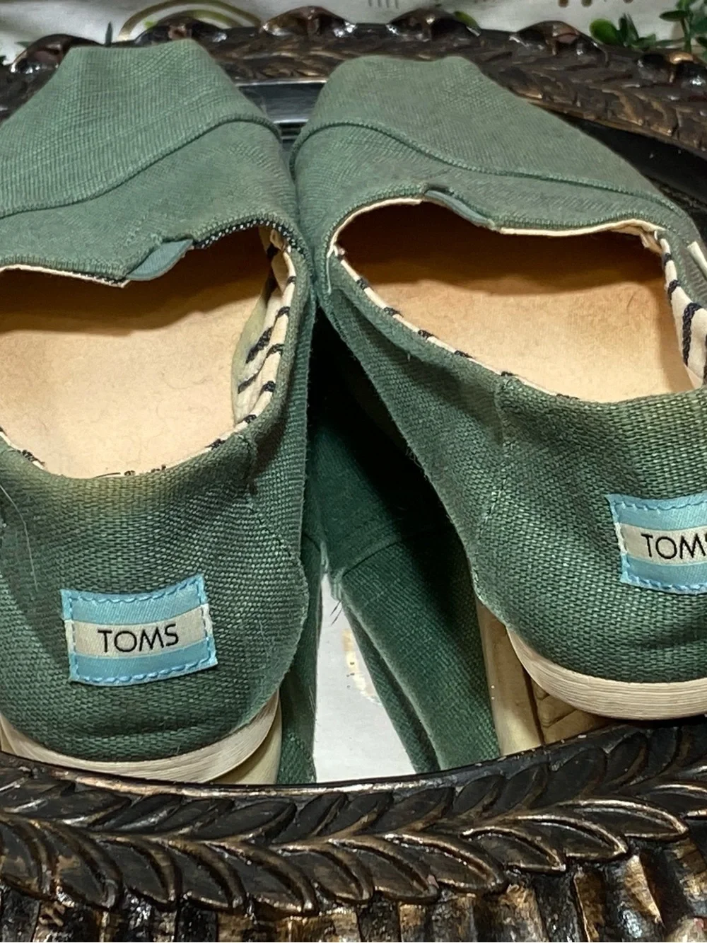 Toms Olive Canvas Classic Slip-On Flats